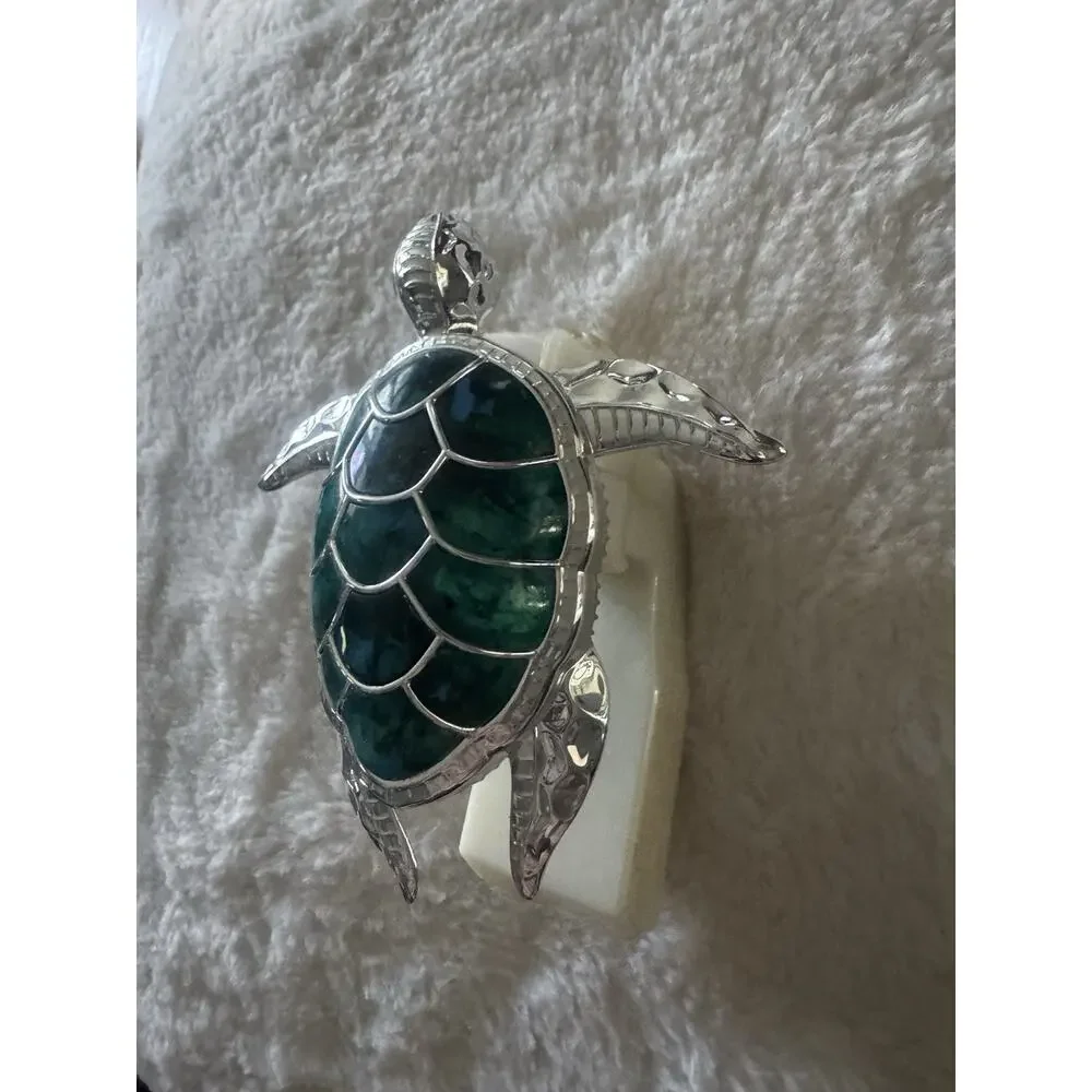 Bath & Body Works SEA TURTLE Wallflower Nightlight Plug-in Turquoise Blue Silver